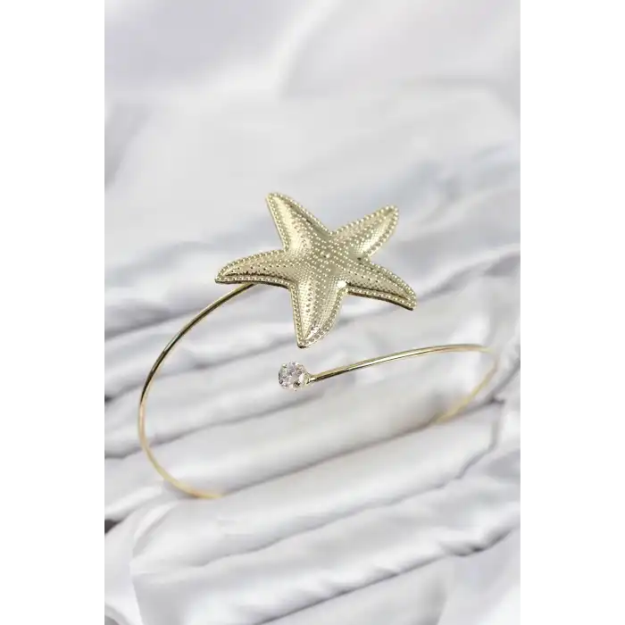 Deniz Yıldızı Model Gold Renk Pirinç Pazu Bileklik