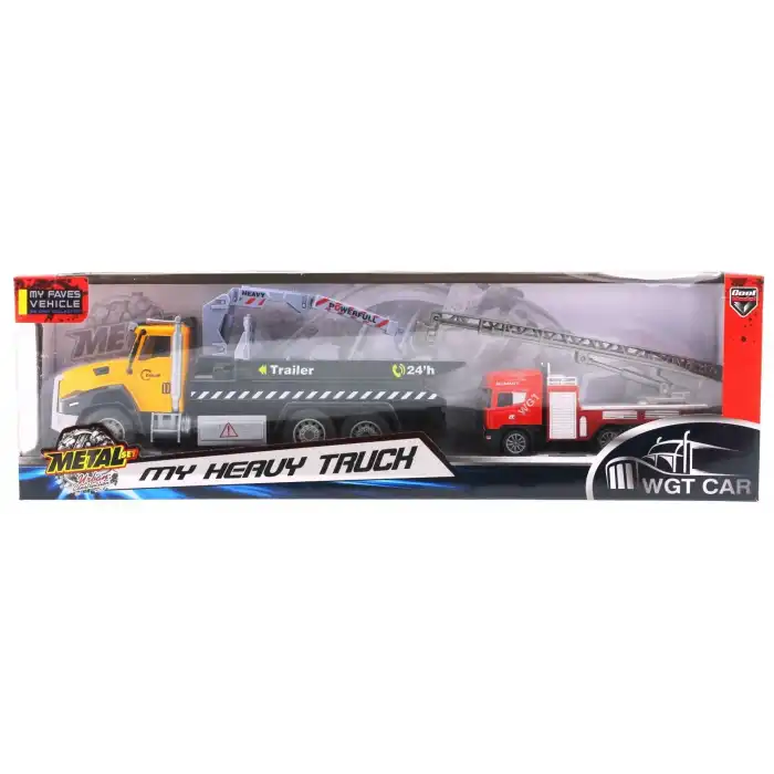 Die Cast Çek Bırak Vinçli Kurtarıcı ve Merdivenli İtfaiye Aracı