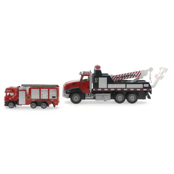Die Cast Çek Bırak Vinçli Kurtarıcı ve Söndürücü İtfaiye Aracı