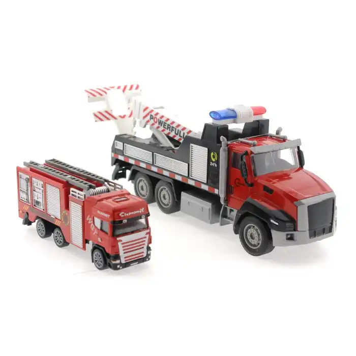 Die Cast Çek Bırak Vinçli Kurtarıcı ve Söndürücü İtfaiye Aracı