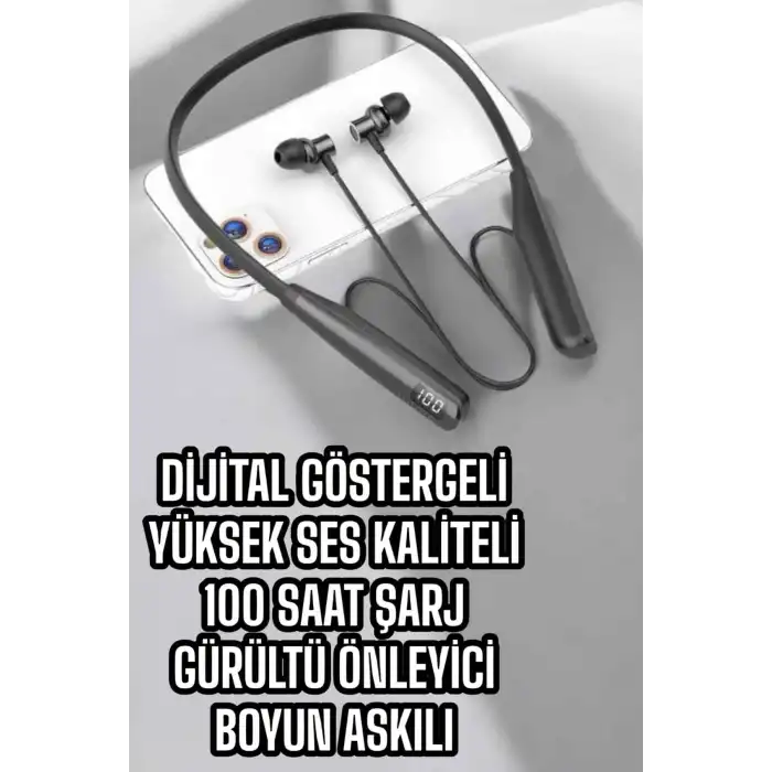Dijital Batarya Göstergeli Bluetooth Özellikli Boyun Askılı Kulaklık