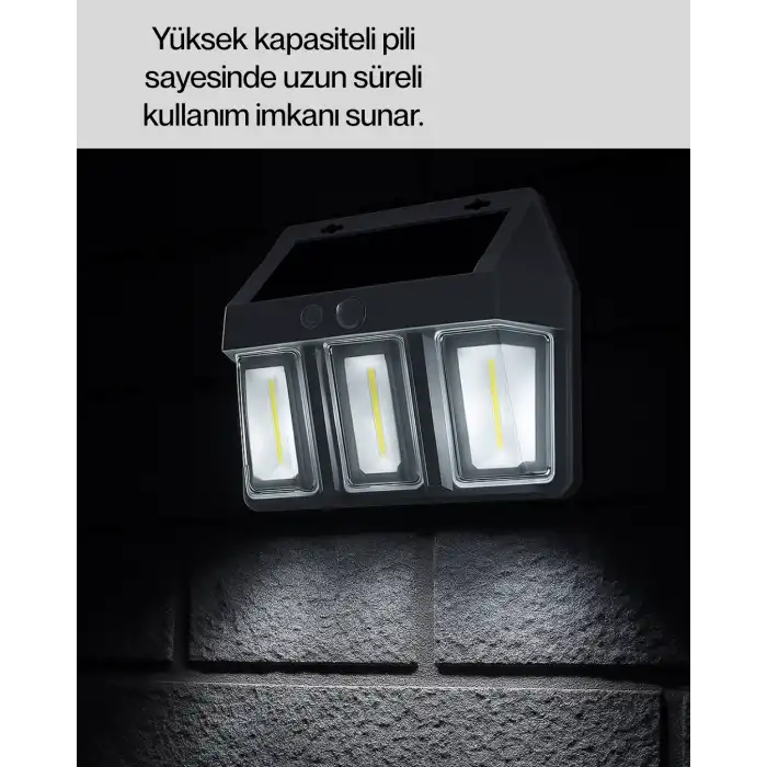 Dış Mekan Solar Duvar Lambası – 120° Hareket Algılama, 3 Işık Modu