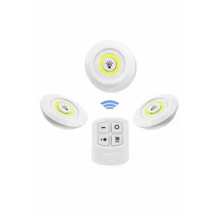 Dolap Işığı Mutfak Rafı Işığı Uzaktan Kumandalı 3 Lü Spot Led Lamba