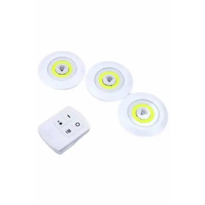 Dolap Işığı Mutfak Rafı Işığı Uzaktan Kumandalı 3 Lü Spot Led Lamba