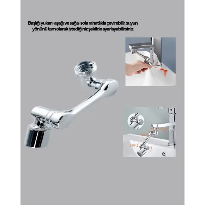 Döner Musluk Başlığı Çok Açılı Robotik Kol Su Tasarruflu