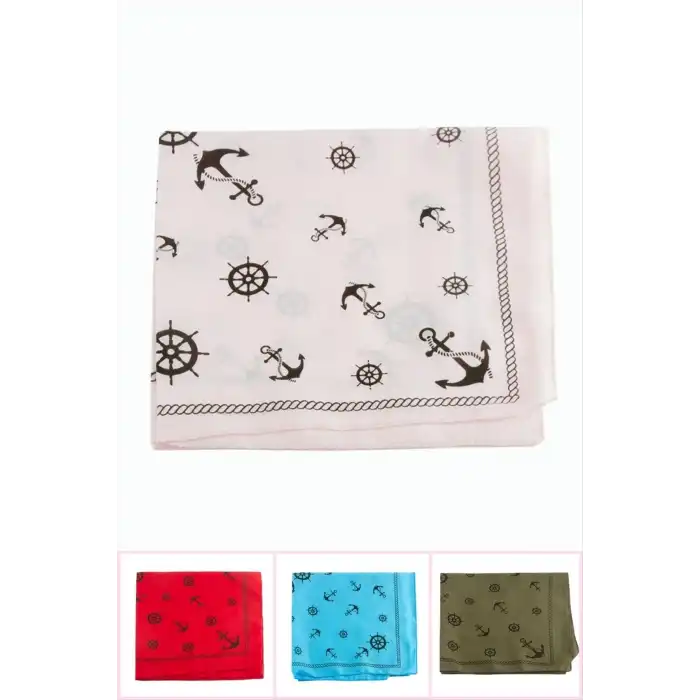 Dümen Çapa Desenli Keten Bandana 50*50