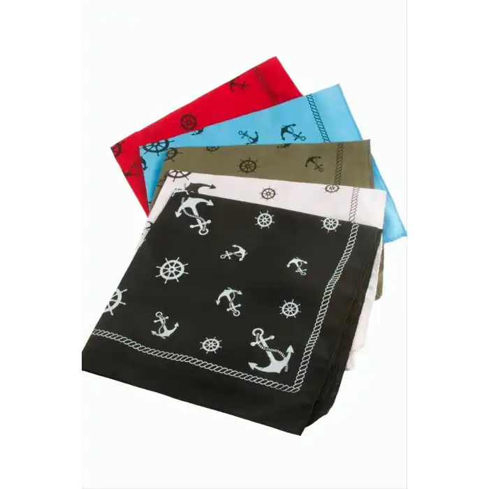 Dümen Çapa Desenli Keten Bandana 50*50