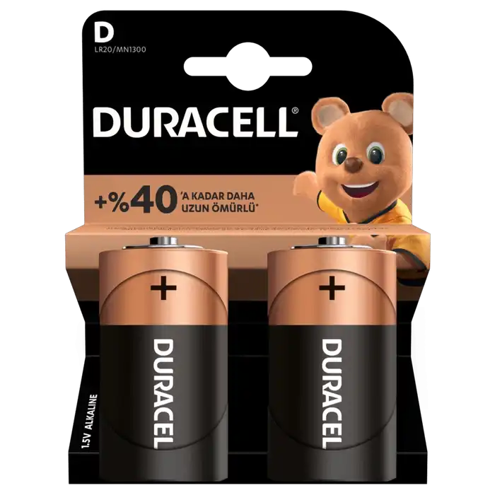 Duracell D Büyük Pil 2li Kart