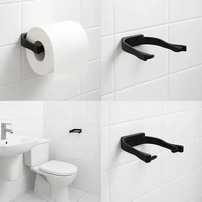 Duvara Monte Siyah Peçetelik Minimal Banyo Aksesuarı