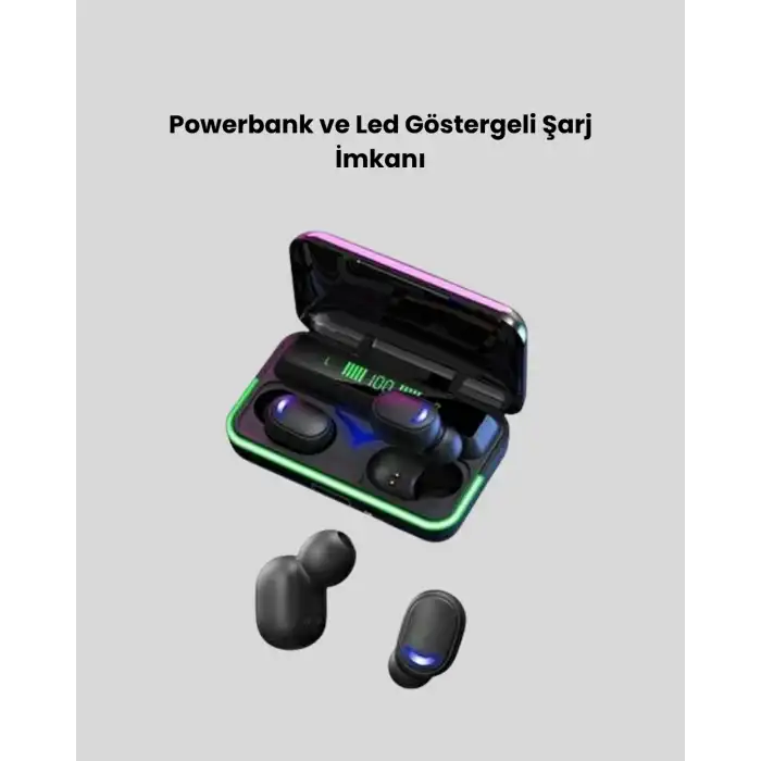 E10 Kablosuz Bluetooth Kulaklık – 3D Ses, Powerbank Şarj Kutusu