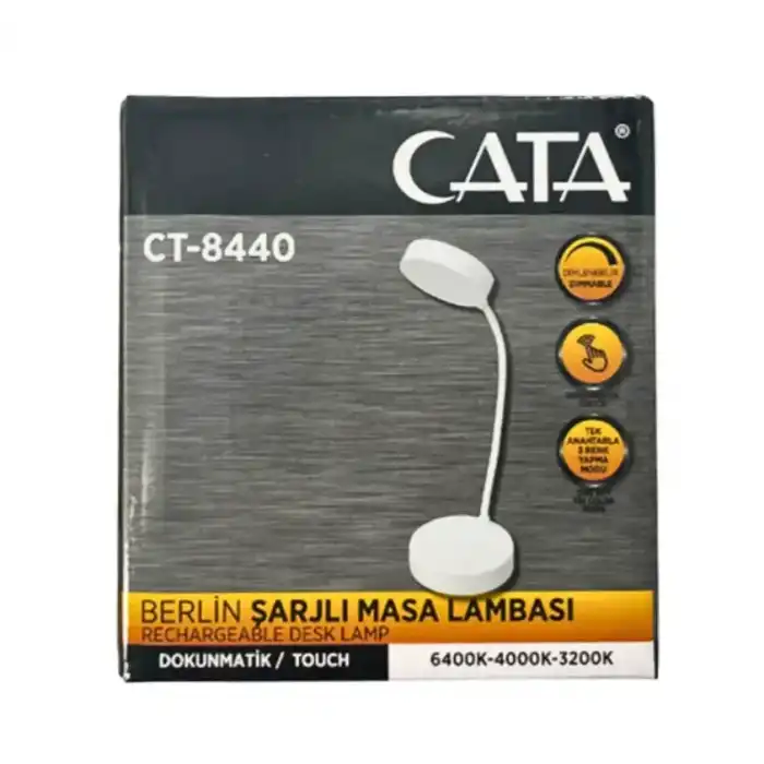 Eco Lounge CATA CT 8440 Beyaz Kasa Dimmerli Dokunmatik 4000K Berlin Masa Lambası