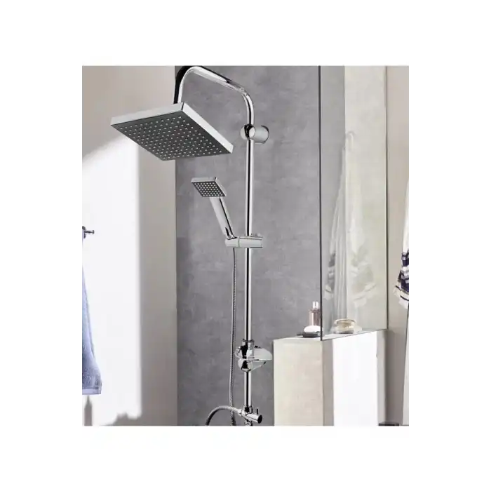 Eco Lounge Robot Tepe Duş Sistemi Yağmurlama Duş Seti Krom Siyah Kare