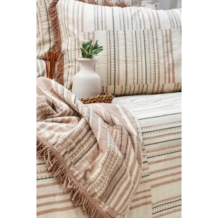 Eco Lounge Yatak Örtüsü Çift Kişilik Müslin Lia Kiremit