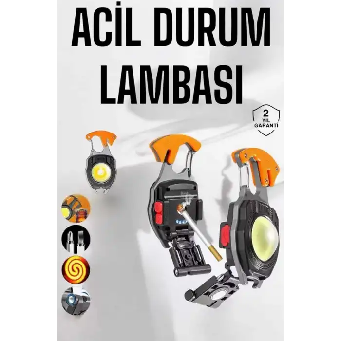 El Feneri Acil Işık Seti Tornavida Düdük Kapak Açma Kamp Lambası