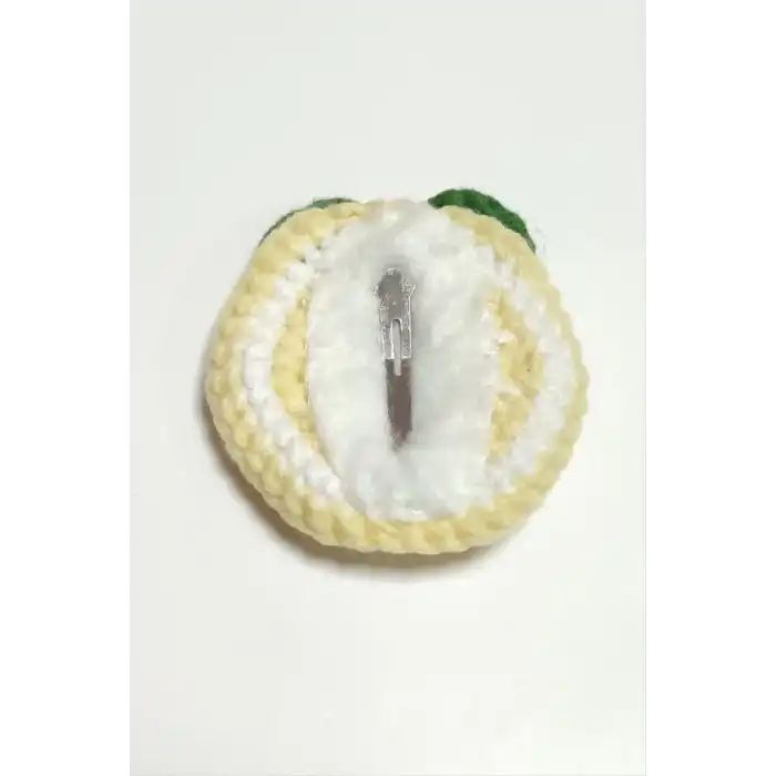 El Yapımı Limon İşlemeli Örgülü Çıtçıtlı Toka