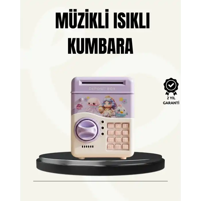 Elektronik Şifreli Atm Görünümlü Çocuk Kumbarası Mor