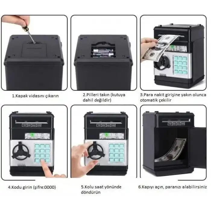 Elektronik Şifreli Kasa Otomatik Kağıt Para Alan ATM Kumbara