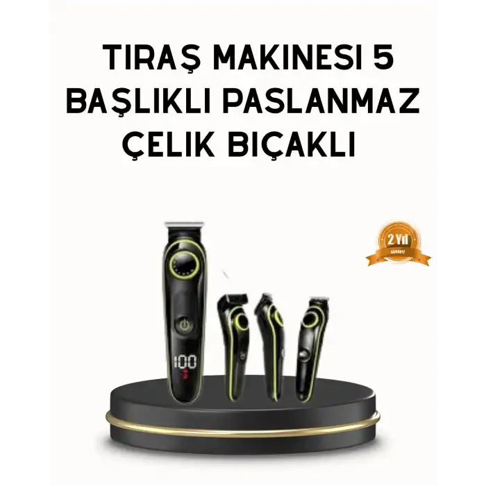 Erkek Bakım Seti 5’i 1 Arada Şarjlı Paslanmaz Çelik Başlıklı