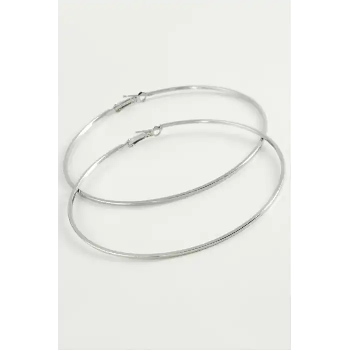 Ezme Çizgili Metal Halka Küpe 8-9-10 cm