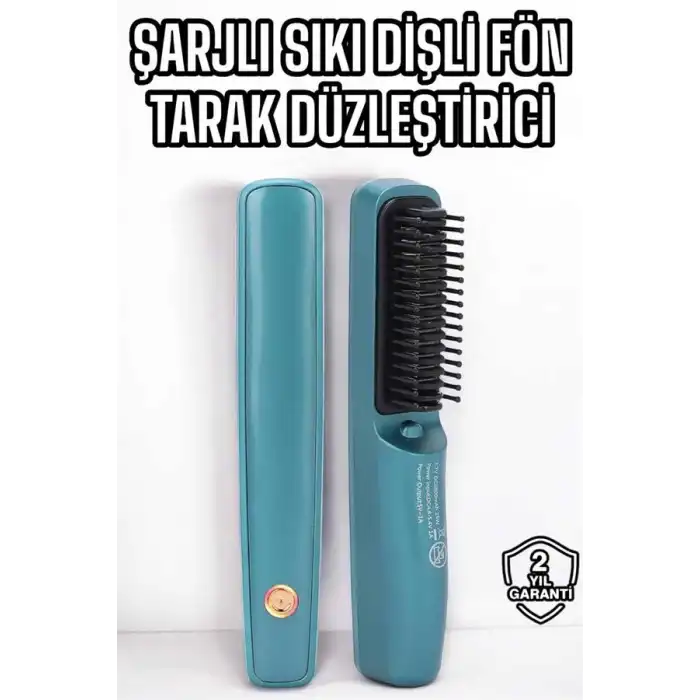 Fön Tarak Sıkı Dişli Şarjlı Taşınabilir Saç Düzleştirici