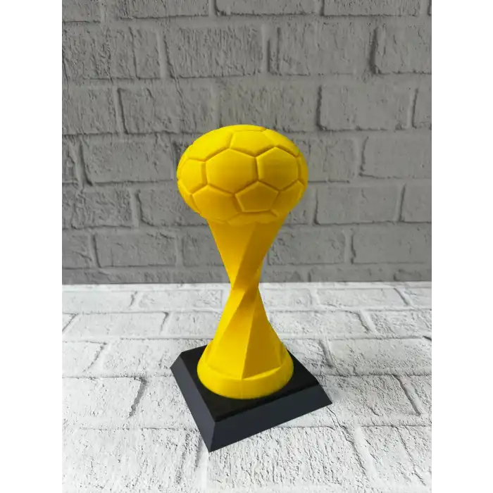 Futbol Toplu Sarı Kupa 21cm Masaüstü Dekor Ödül Figürü