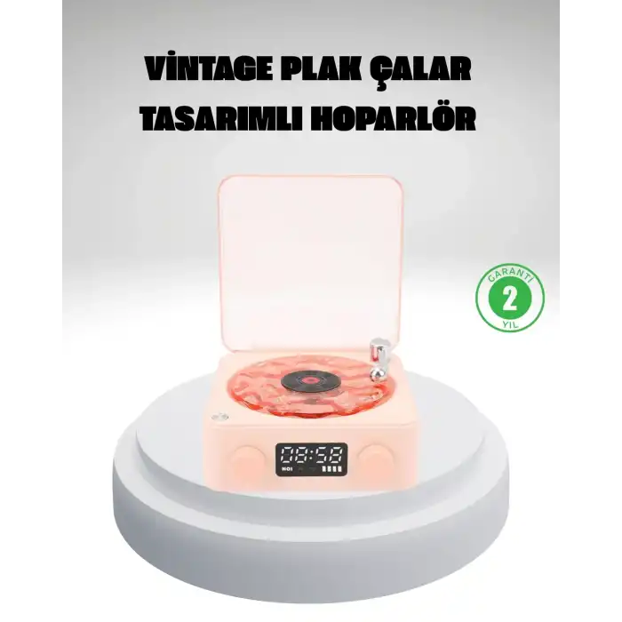 Gece Lambası Stereo Bluetooth Hoparlör Dijital Saat Su Dalgası Efektli 3-ü-1 Cihaz
