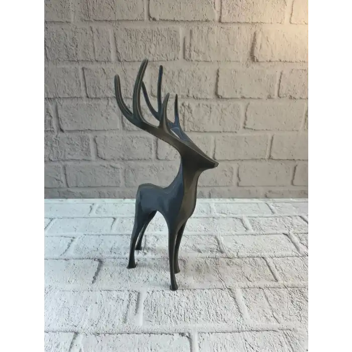 Geyik Figürü Gri Modern Salon ve Raf Dekoru