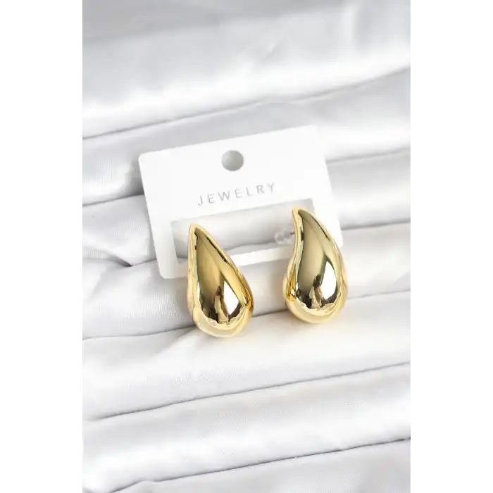 Gold Renk Damla Küpe 30 mm