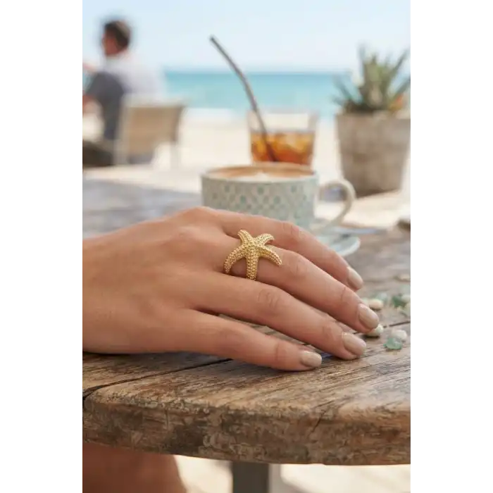 Gold Renk Deniz Yıldızı Model Kadın Yüzük