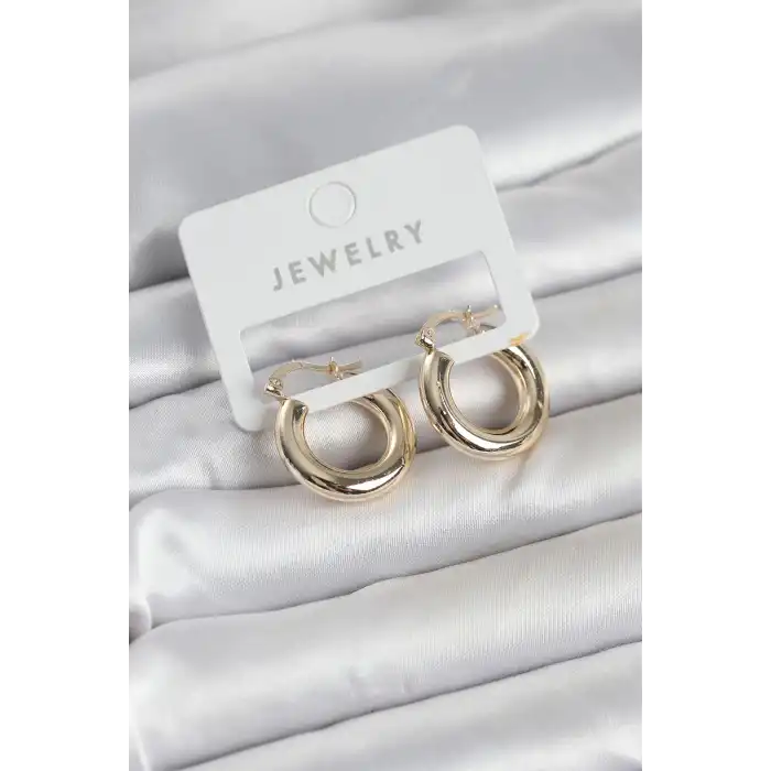 Gold Renk Pirinç Halka 20 mm Kadın Küpe