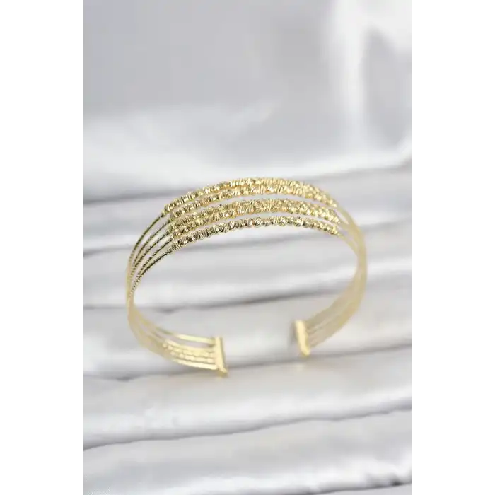 Gold Renk Pirinç Minimal Dorikalı Kadın Bileklik