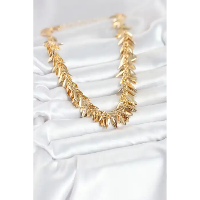 Gold Renk Pirinç Saçaklı Kadın Kadın Kolye