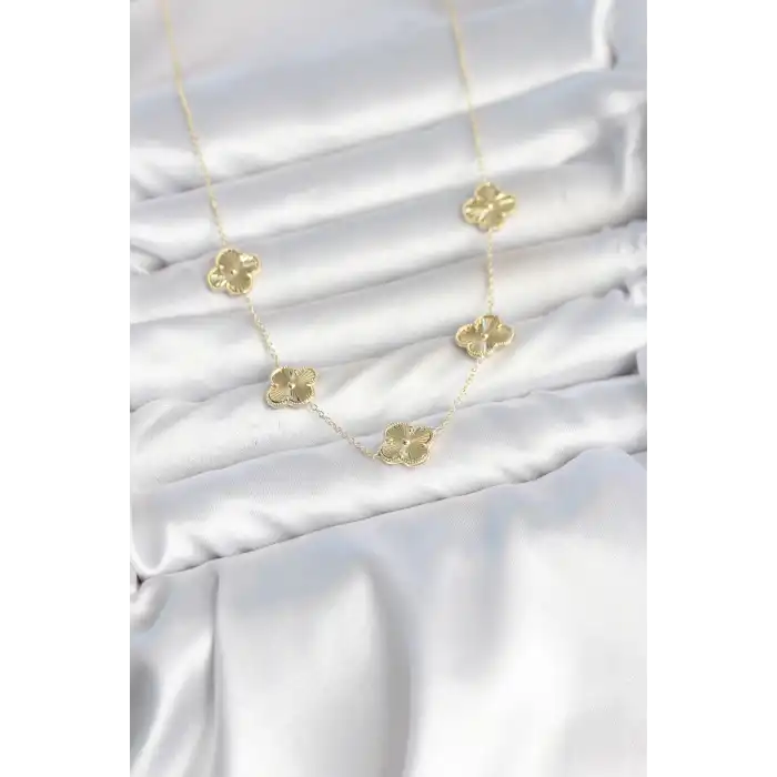 Gold Renk Yonca Model VIP Seri Kadın Kolye