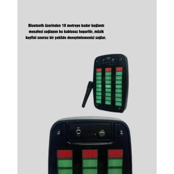 GTS 1793 Işıklı 6.5 İnç Kablosuz Hoparlör Bluetooth, USB ve FM Özellikli