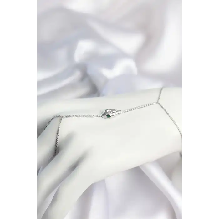Gümüş Renk Yılan Model Pirinç Kadın Şahmeran