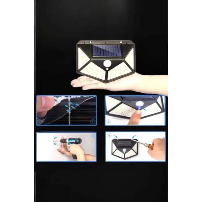 Güneş Enerjili Bahçe Aydınlatma Lambası Solar 100 Led Lamba