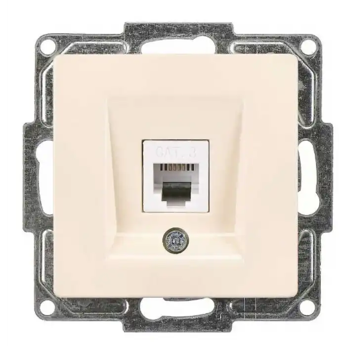 Visage  Krem Telefon Prizi (CAT3) Çerçevesiz - Priz ve Anahtar İçin Uyumlu Çerçeve