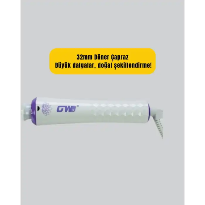 GW 32mm Döner Başlıklı Saç Kıvırma Makinesi – Her An Her Yerde Profesyonel Şekillendirme