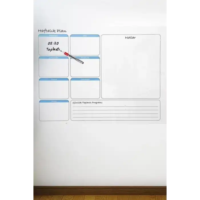 Haftalık Planlayıcı Manyetik Duvar Stickerı Takvim 56 cm x 70 cm