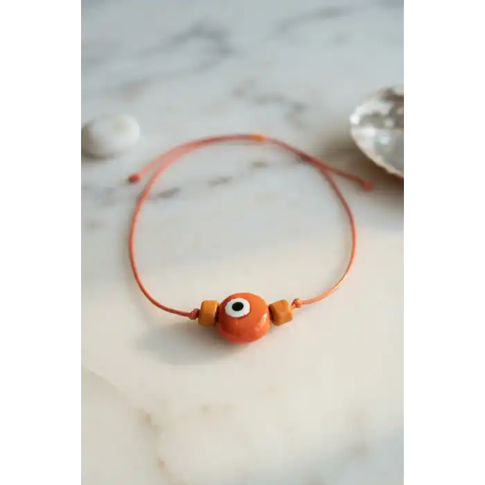 Handmade Bohem Turuncu Nazar Kolye