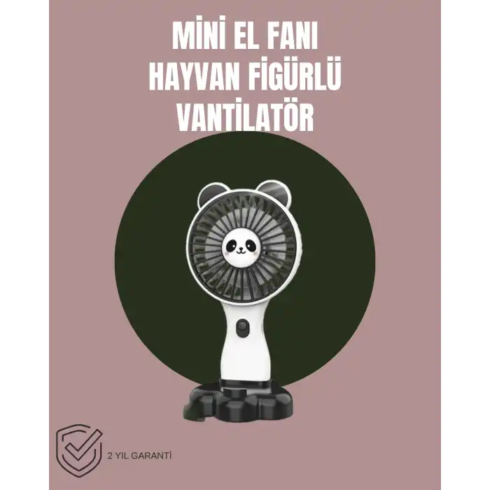 Hayvan Figürlü Mini El Fanı – USB Şarjlı Sessiz Vantilatör
