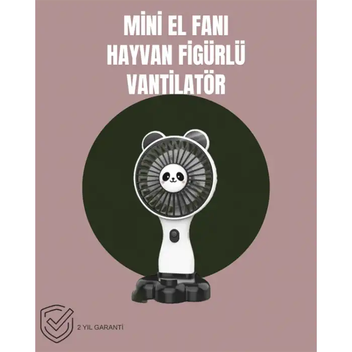 Hayvan Figürlü Mini El Fanı – USB Şarjlı Sessiz Vantilatör