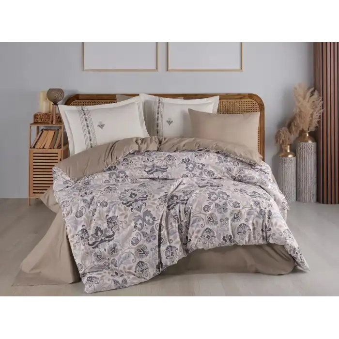 Hobby Çift Kişilik Poplin Nevresim Anabel Gri