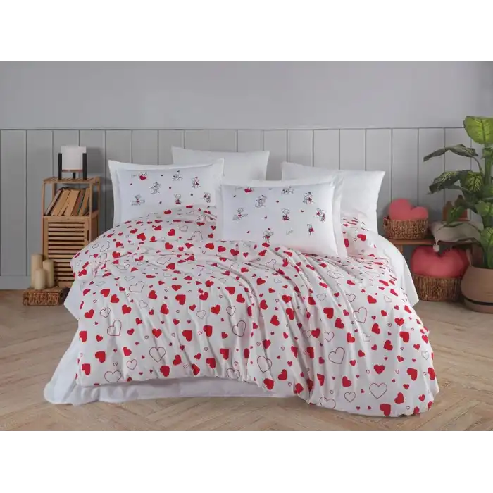 Hobby Çift Kişilik Poplin Nevresim Venüs Kırmızı