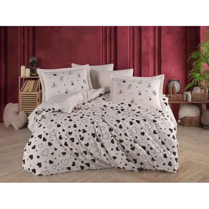 Hobby Çift Kişilik Poplin Nevresim Venüs Siyah
