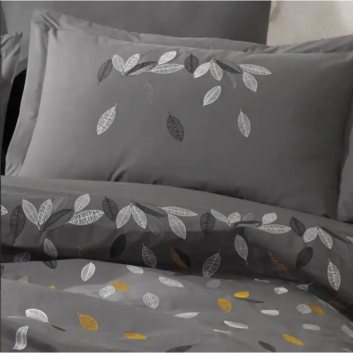 Hobby Çift Kişilik Poplin Premium Nakışlı Nevresim Lidia Gri
