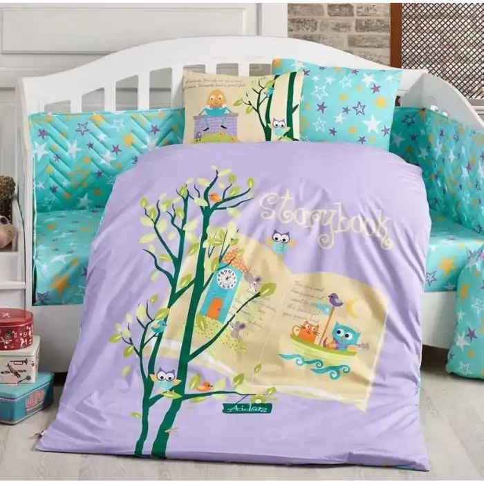 Hobby Dream Clock Lila Poplin Bebek Nevresim Takımı