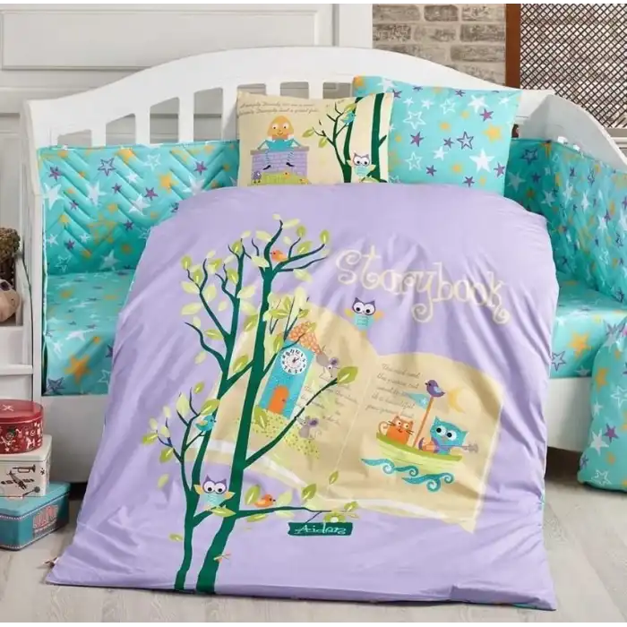 Hobby Dream Clock Lila Poplin Bebek Nevresim Takımı