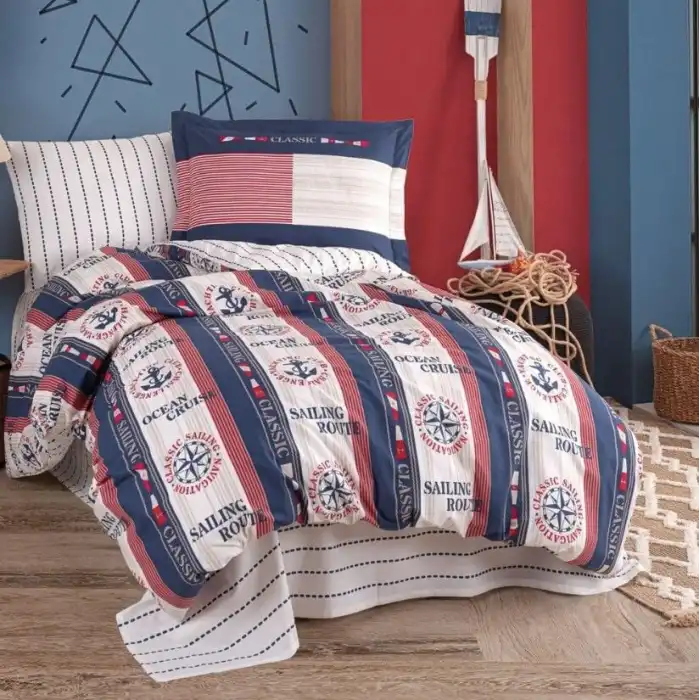 Hobby Tek Kişilik Poplin Nevresim Takımı Marin Lacivert