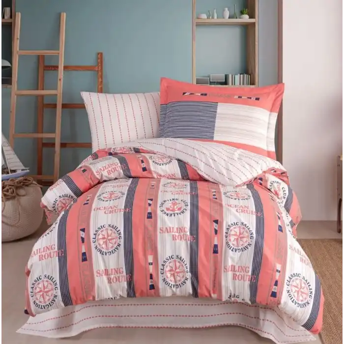Hobby Tek Kişilik Poplin Nevresim Takımı Marin Somon
